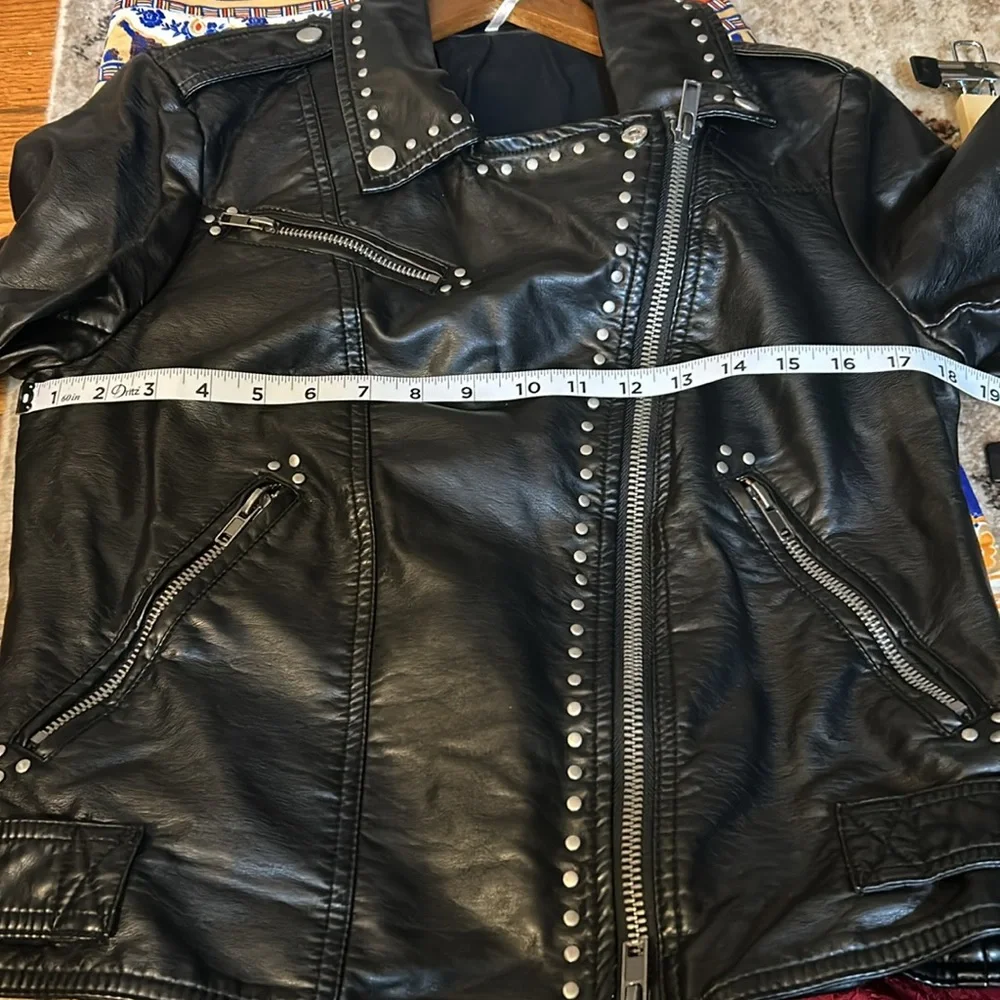 Free People Faux Leather Studded Motorcycle Jacket - Picture 5 of 9